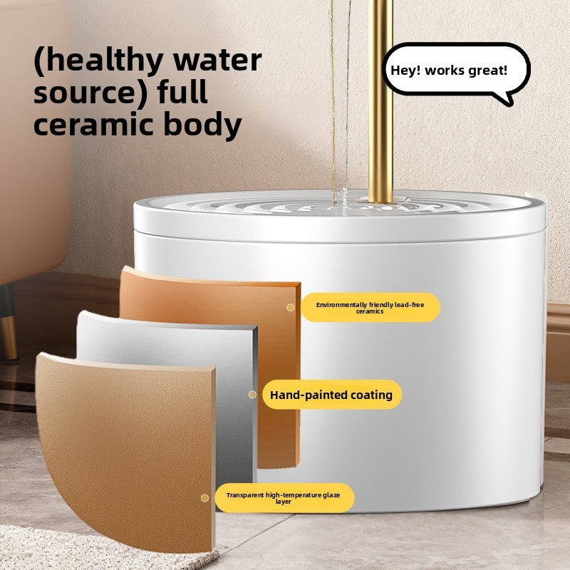 Automatic Ceramic Pet Water Fountain with Silent Pump and Filter Sponge for Cats