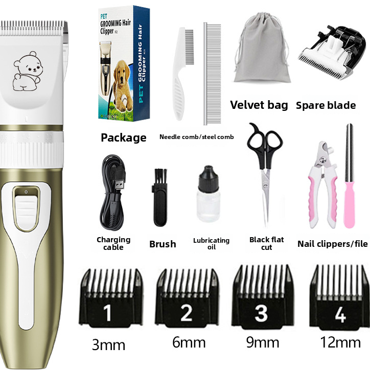 Cordless Pet Hair Clipper with Upgraded Ceramic Blade and Combs