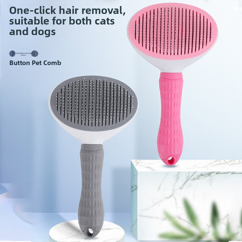 Self-Cleaning Undercoat Brush for Dogs and Cats with Rounded Pins
