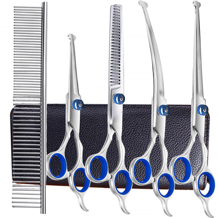 Stainless steel pet grooming scissors set with comb, photo 15 of 30