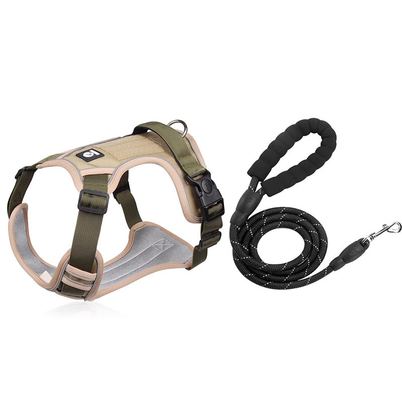 No pull dog vest harness in olive green with lead options, view 32