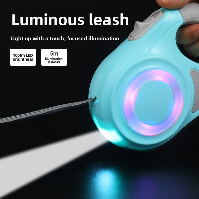 Retractable dog lead in pastel colour with LED light, product image 2