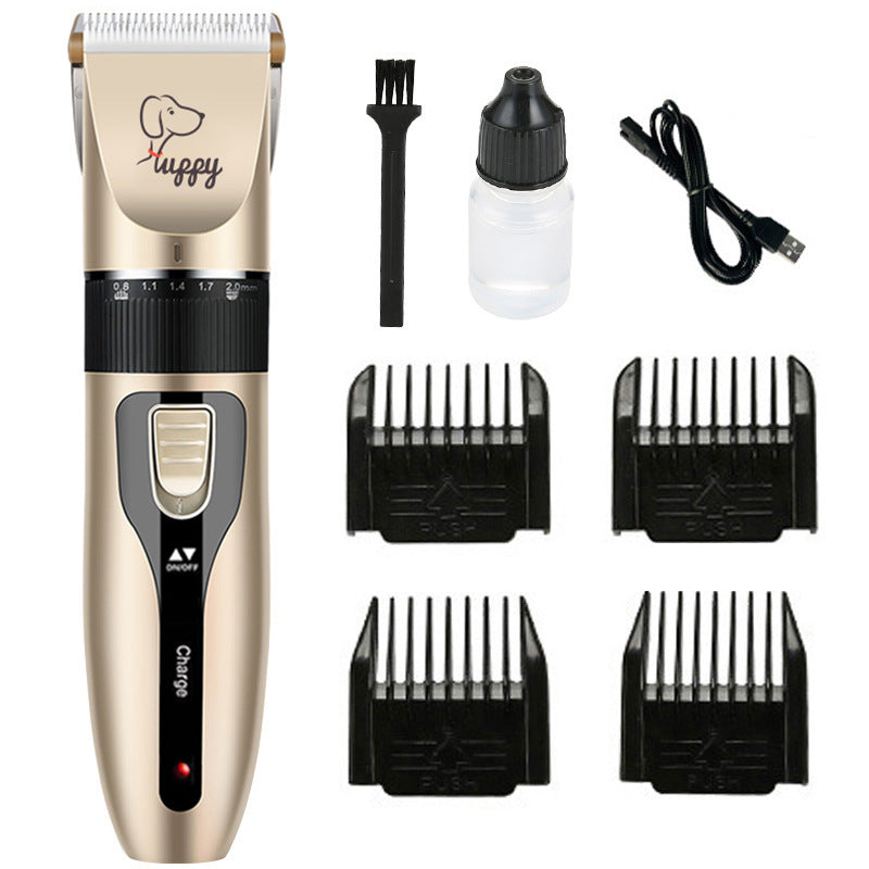 USB Rechargeable Pet Hair Clipper with Ceramic Blade and Attachments