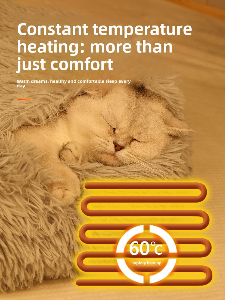 Heated enclosed cat cave bed, shown in 3 colours and styles