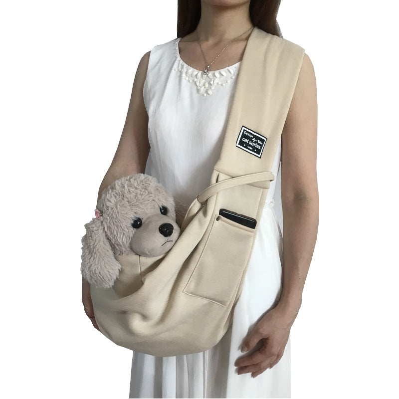 Crossbody cat carrier sling with phone pocket in pink