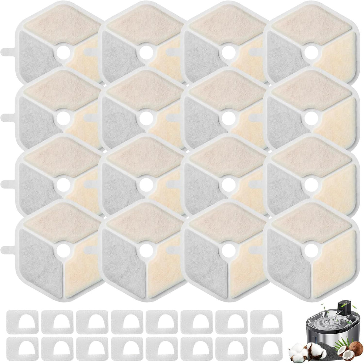 Replacement Filter Element with White Cotton for SmartoO Pet Water Fountains, Model LC021