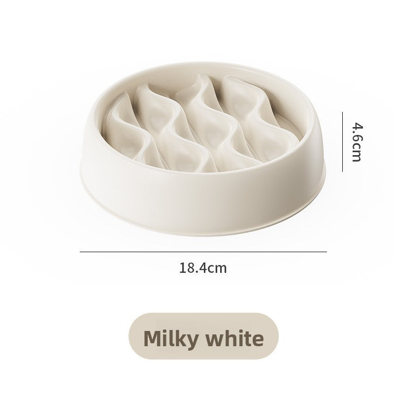 Wave Pattern Slow Feed Pet Bowl in Light Grey or Cream White for Small Dogs and Cats