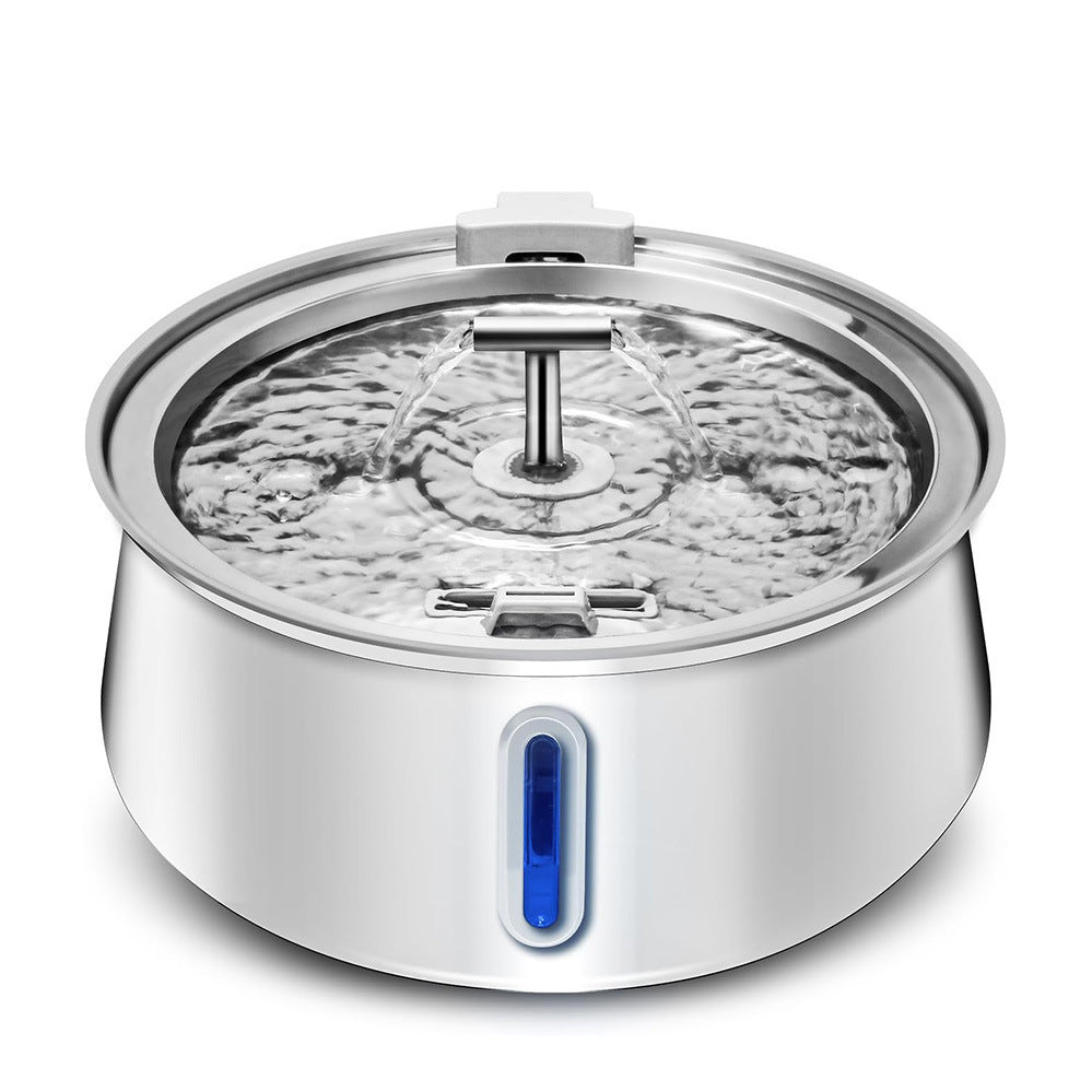 4L Stainless Steel Pet Water Fountain with Visible Window, Silent Pump and USB Power