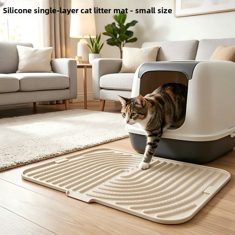 Foldable Non-Slip Silicone Cat Litter Mat, Easy to Clean
