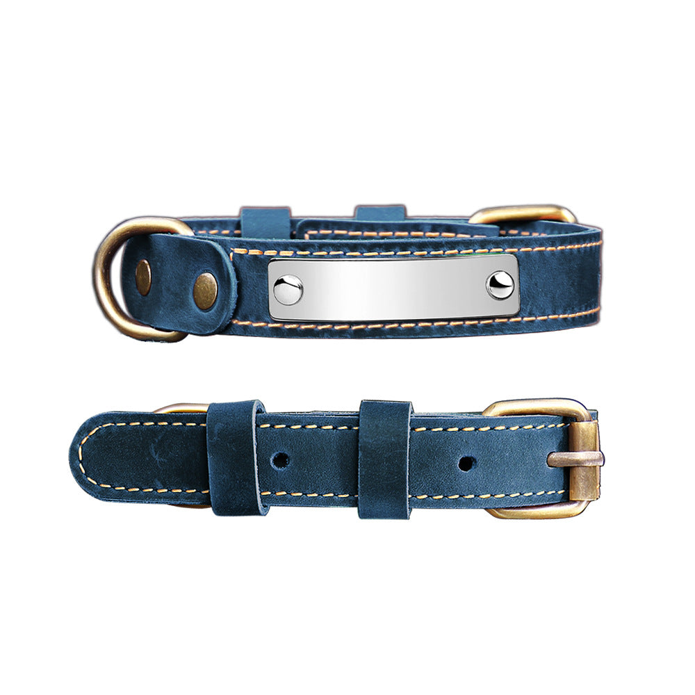Handmade cowhide leather dog collar with steel buckle, product image 17