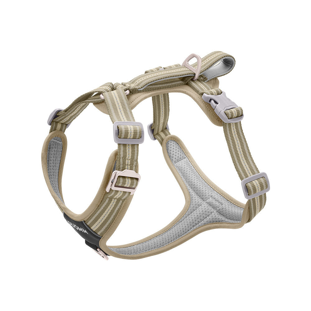 Polyester dog harness and 2.5m lead in khaki and black