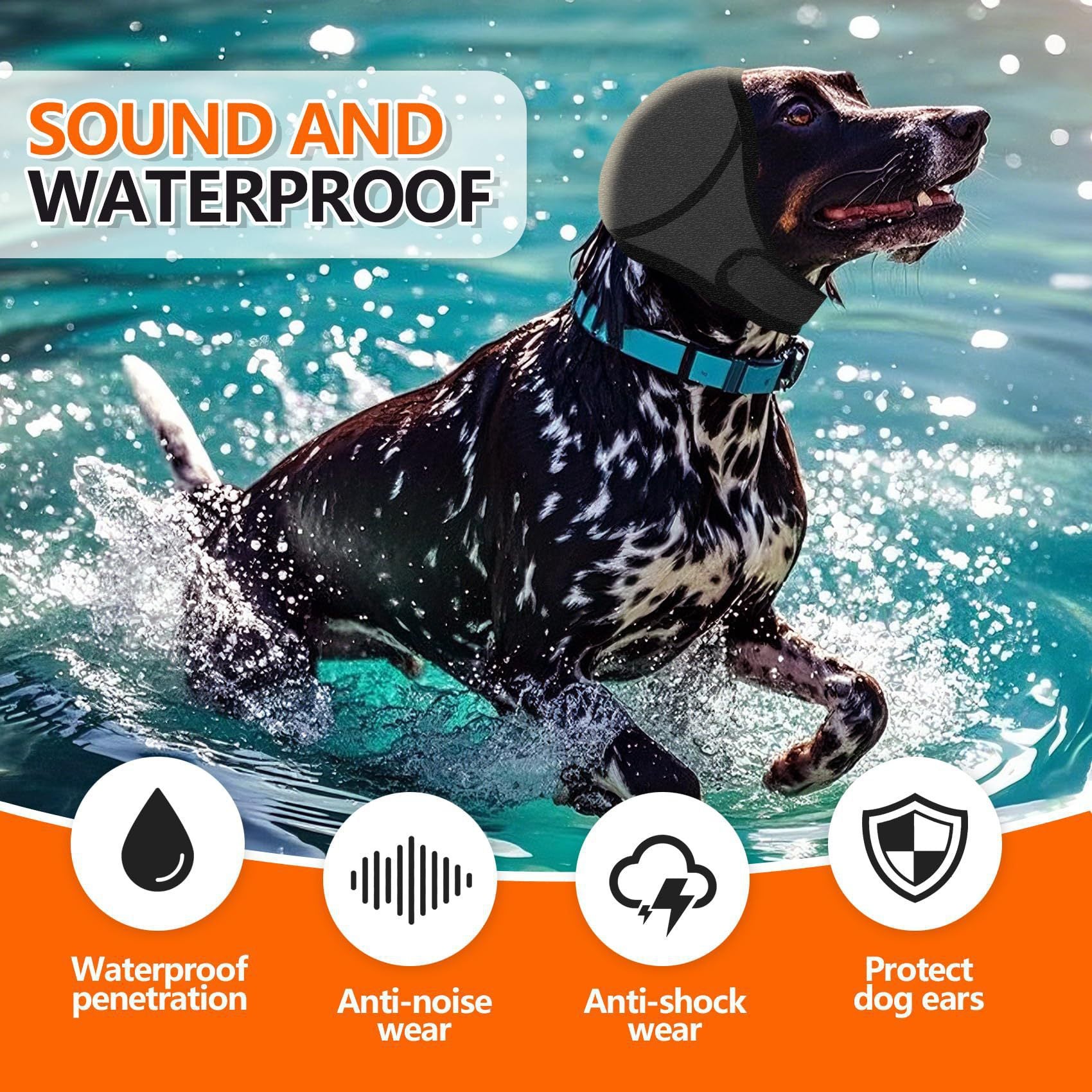Soft knitted grey dog ear cover hood for noisy days, product image 2