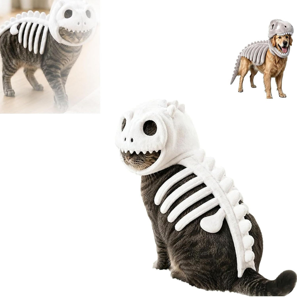 Dinosaur skeleton plush dog costume, available in 6 colours, sizes 90cm to 120cm, image 4