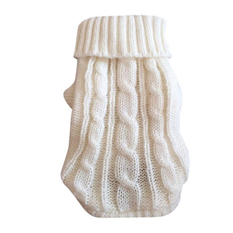 Thick knitted acrylic jumper for dogs and cats in Royal Blue, side view
