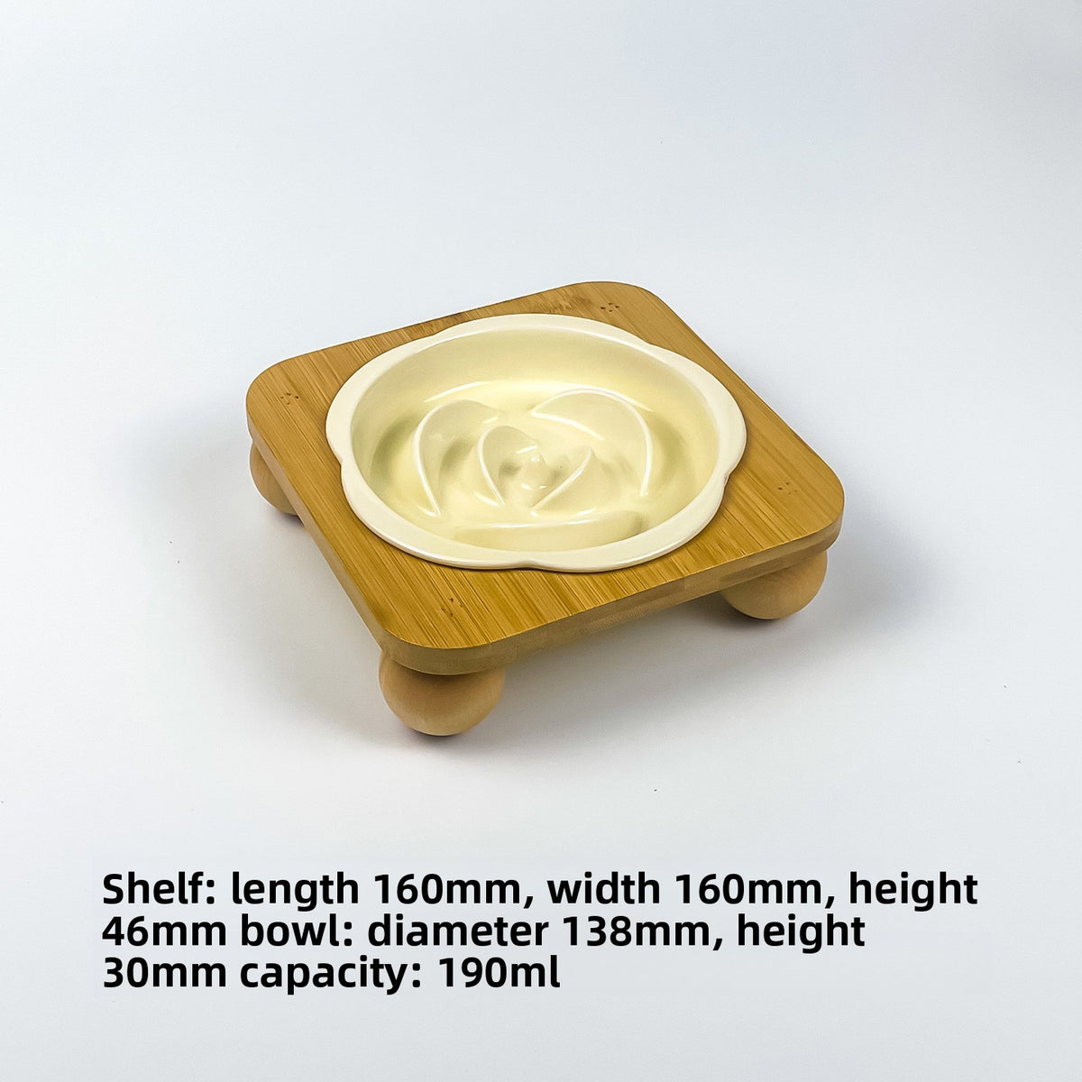 Slanted Ceramic Cat Bowl with Flower Design and Optional Stand for Neck Comfort