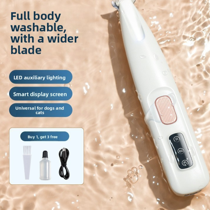 Quiet Waterproof Pet Hair Shaver with LED Light, Dogs and Cats