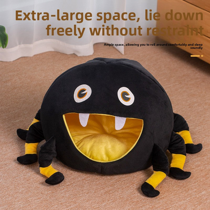 Black spider shaped Halloween pet bed, product image 3