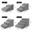 Grey foam dog stairs size chart with 2 to 5 step options