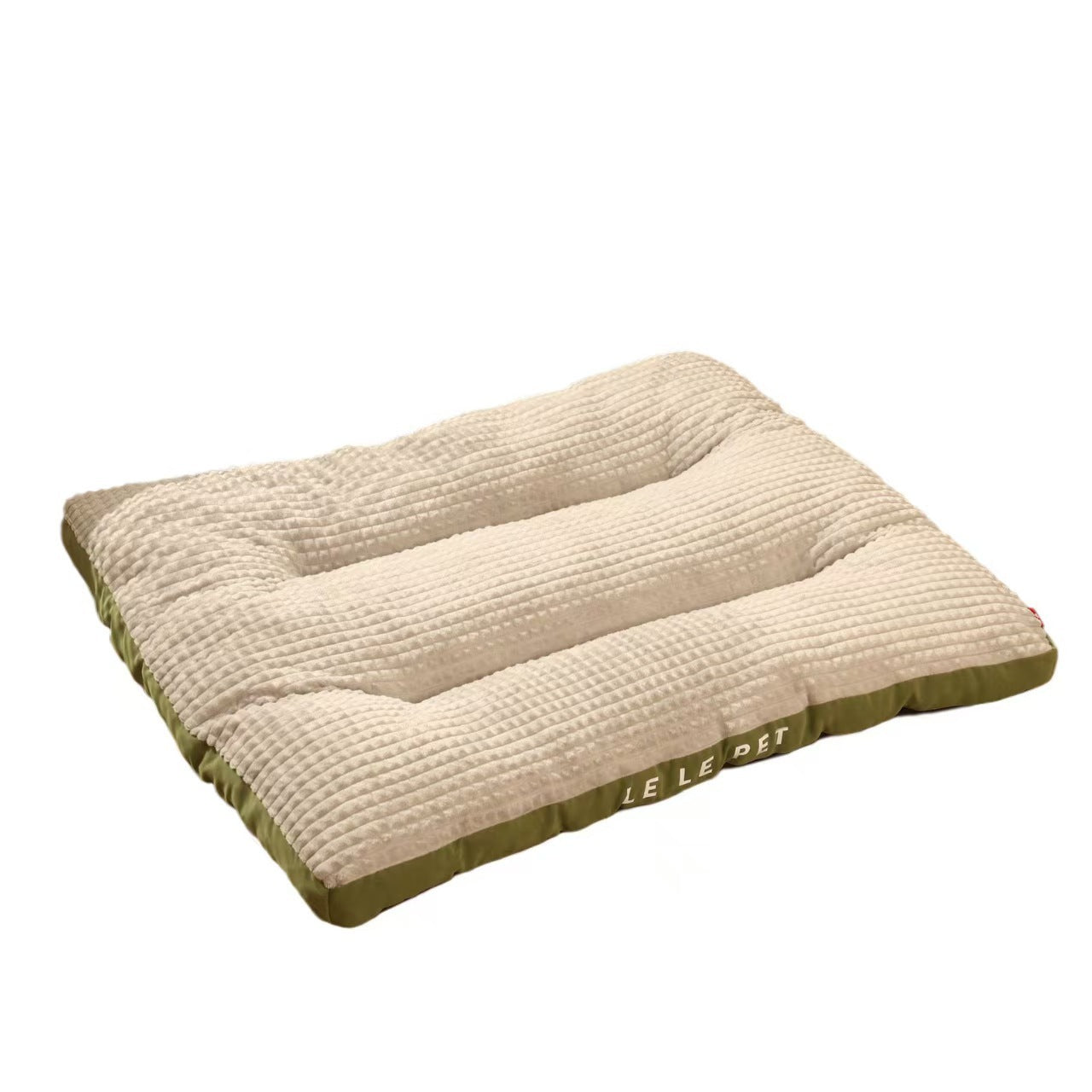 Green and grey plaid dog sleeping pad with soft filled cushion, photo 6