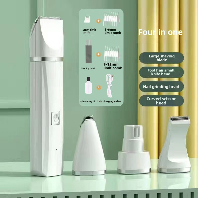 Compact Pet Hair Clipper with Interchangeable Blades, Quiet Trimmer
