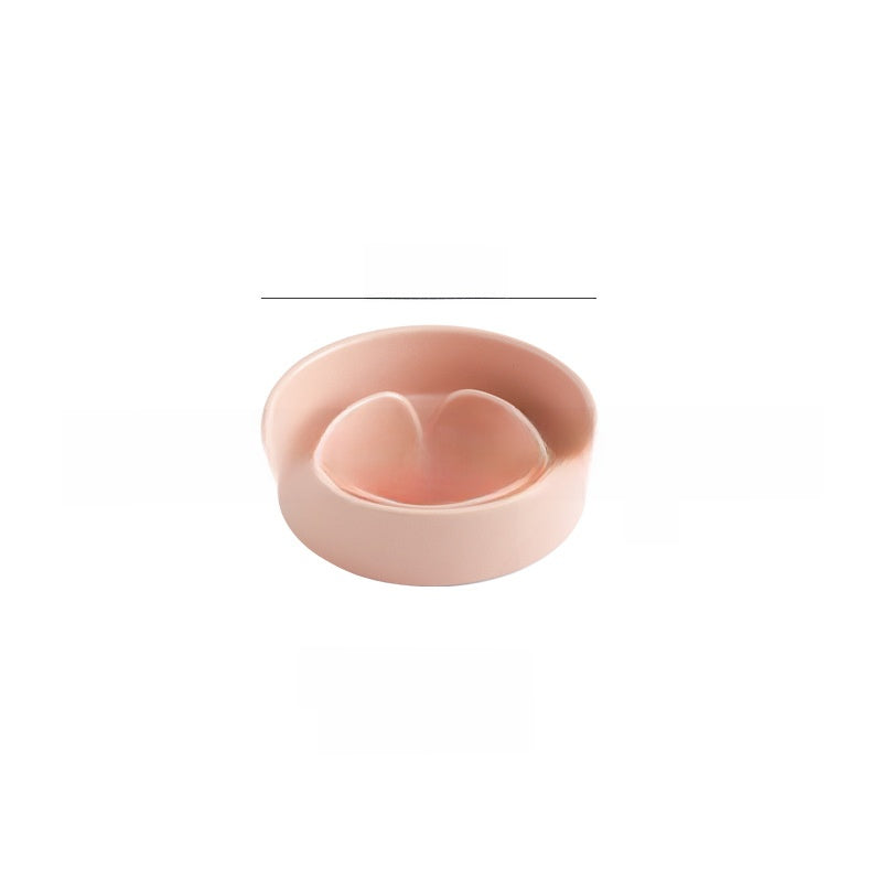 Ceramic Slow Feeding Pet Bowl with Small Flower Design and Optional Iron Stand