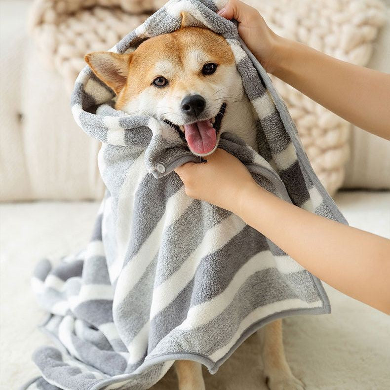 Absorbent Dog Drying Coat, Quick-Dry Coral Velvet Bath Robe