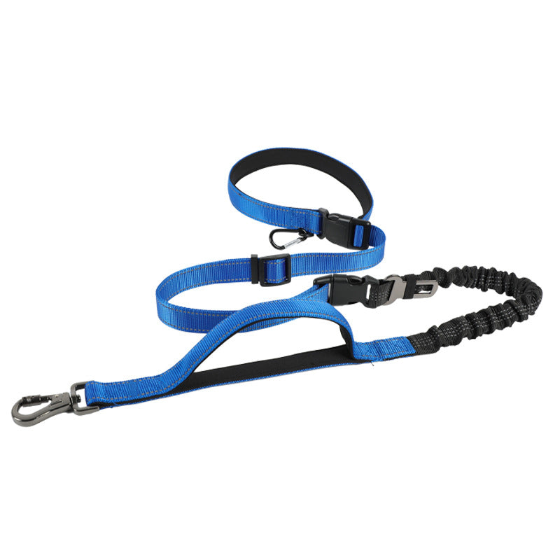 Adjustable hands-free dog lead with reflective stitching in 5 colour options