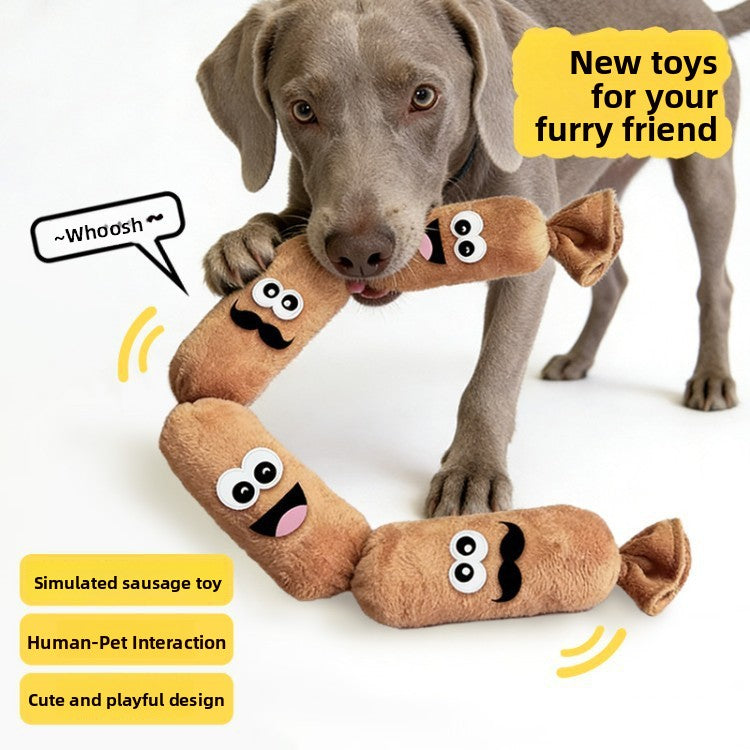Press sound squeaky plush dog toy sausage or ball - photo 4