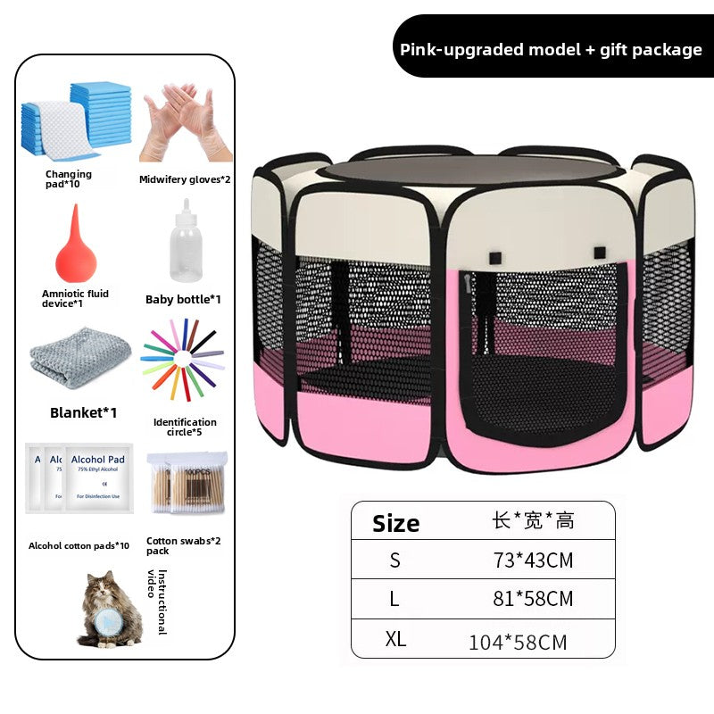 Grey enclosed pet whelping tent with removable pad, photo 25