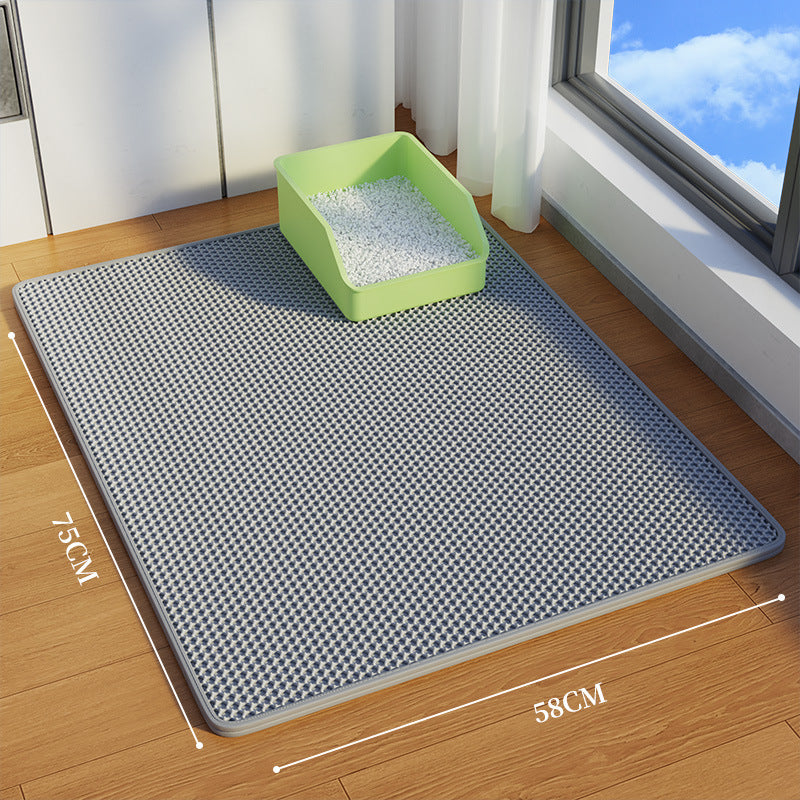 Leak-Proof Double Layer EVA Cat Litter Mat, Anti-Splash