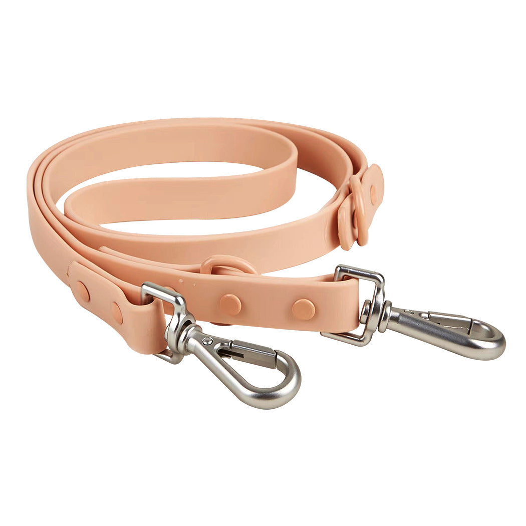 Wipe clean PVC dog collar and lead set shown in several colour options