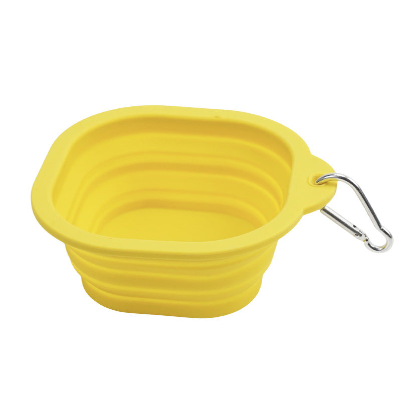 Outdoor Portable Folding Silicone Pet Bowl with Carabiner, 350ml and 650ml Sizes