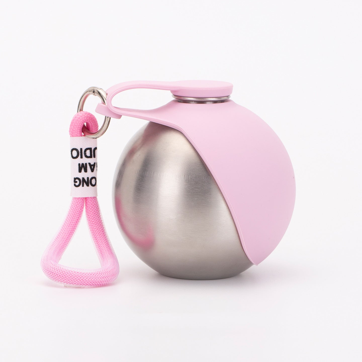 Portable Foldable 304 Stainless Steel Pet Water Bottle with Silicone Bowl, 285ml