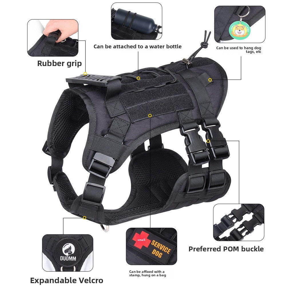 Water-resistant Oxford dog harness vest with reflective strips, product image 3