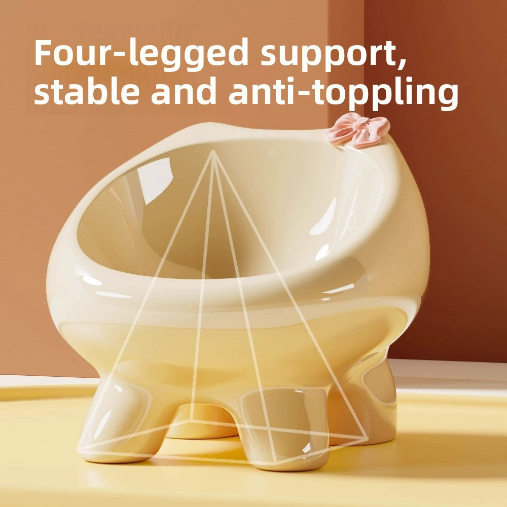 Elevated Ceramic Cat Food and Water Bowl with Weighted Non-Slip Base in Glazed Colours