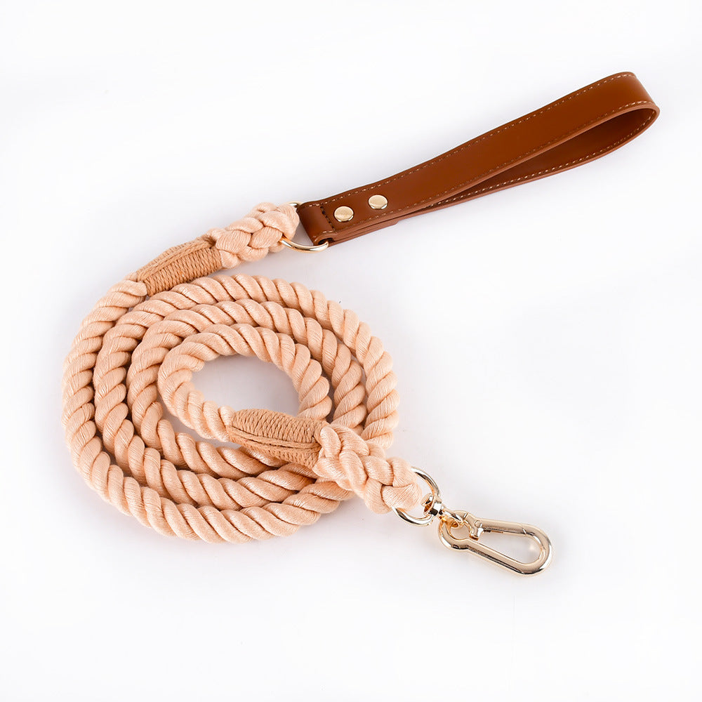 Braided cotton rope dog lead or collar, available from Pet Royale UK