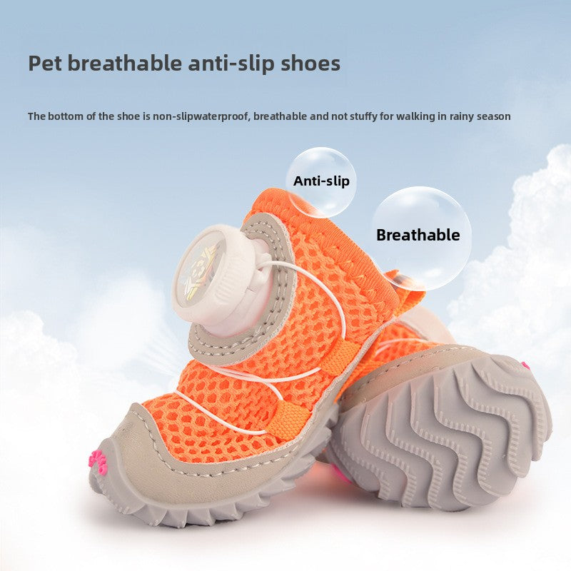 Soft sole small dog shoes with anti-slip Oxford base, in a home setting
