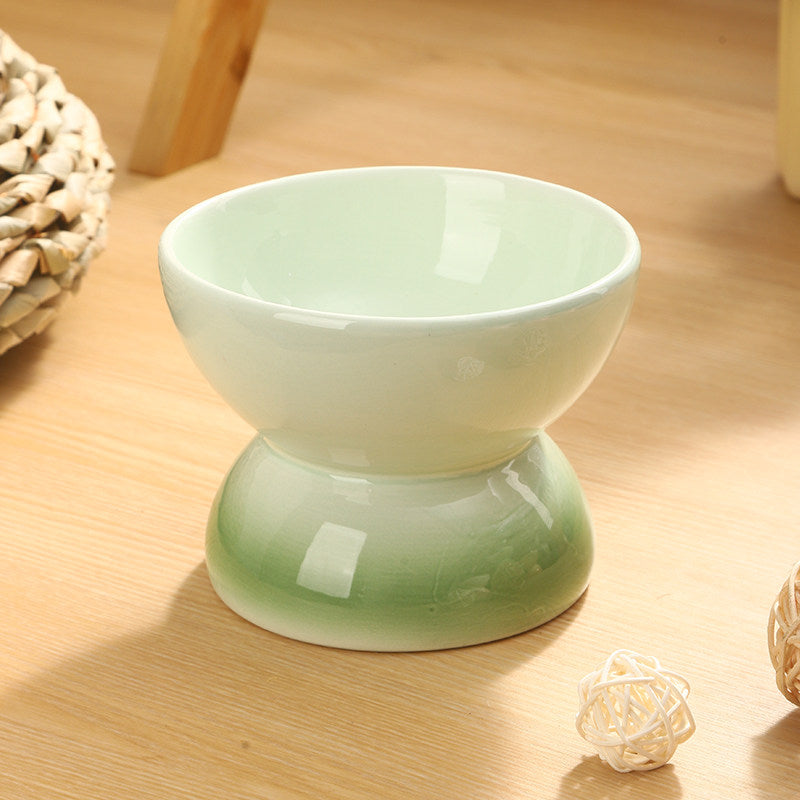 Ceramic Raised Pet Bowl with Gradient Finish for Cats and Small Dogs, Food or Water