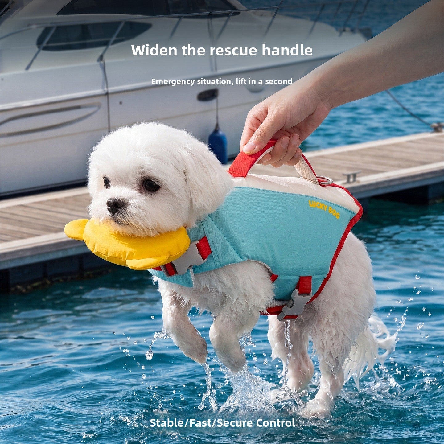 Yellow bear dog swimming life jacket, in Yellow Bear, image 4