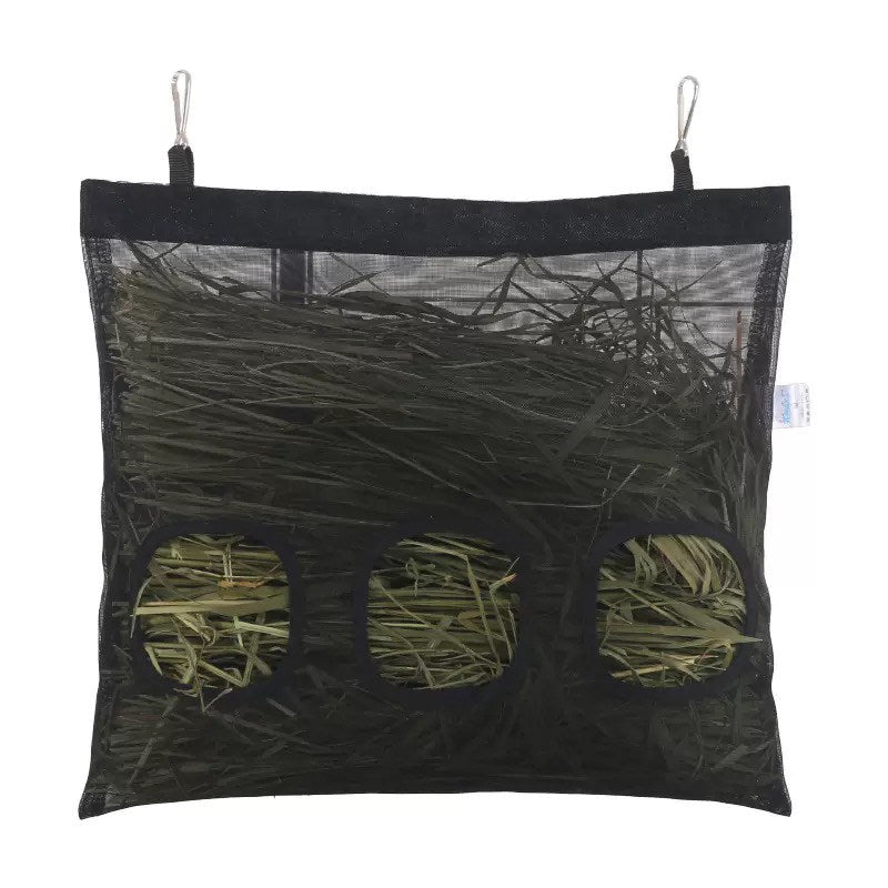 Hanging washable rabbit hay bag in black or white, view 5