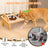 Bamboo elevated cat bowl rack with three bowls, detail photo 2