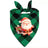 Christmas printed pet bandana for dogs and cats in Green Christmas Label, top view