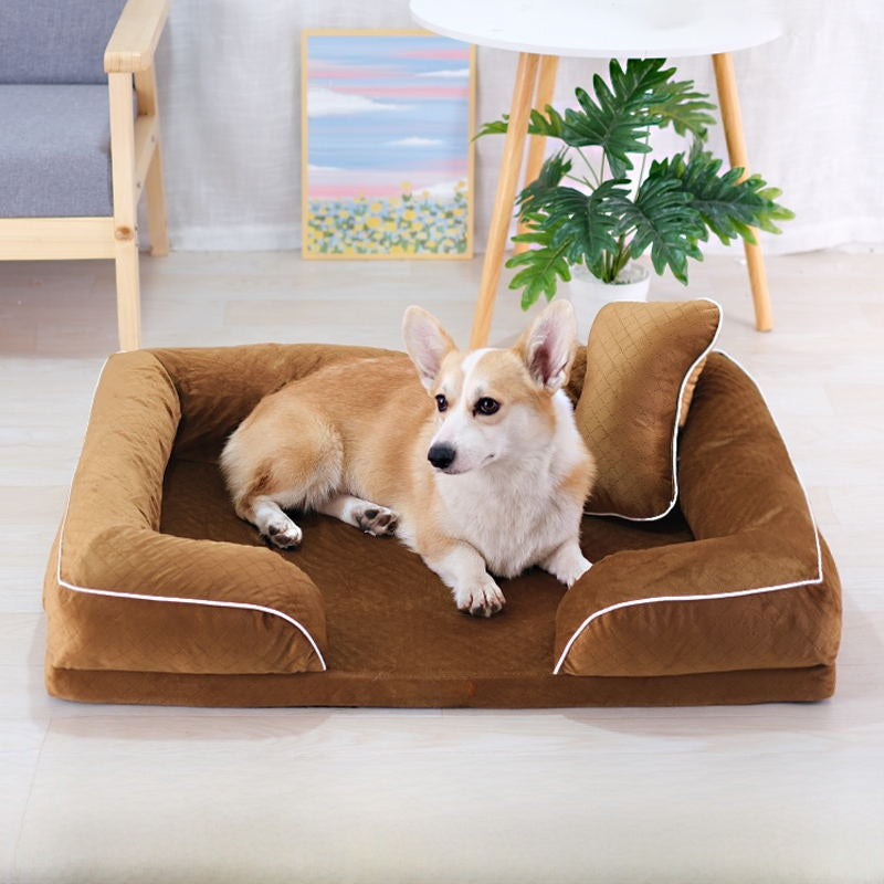 Plaid pet bed mat with pillow, detail photo 41