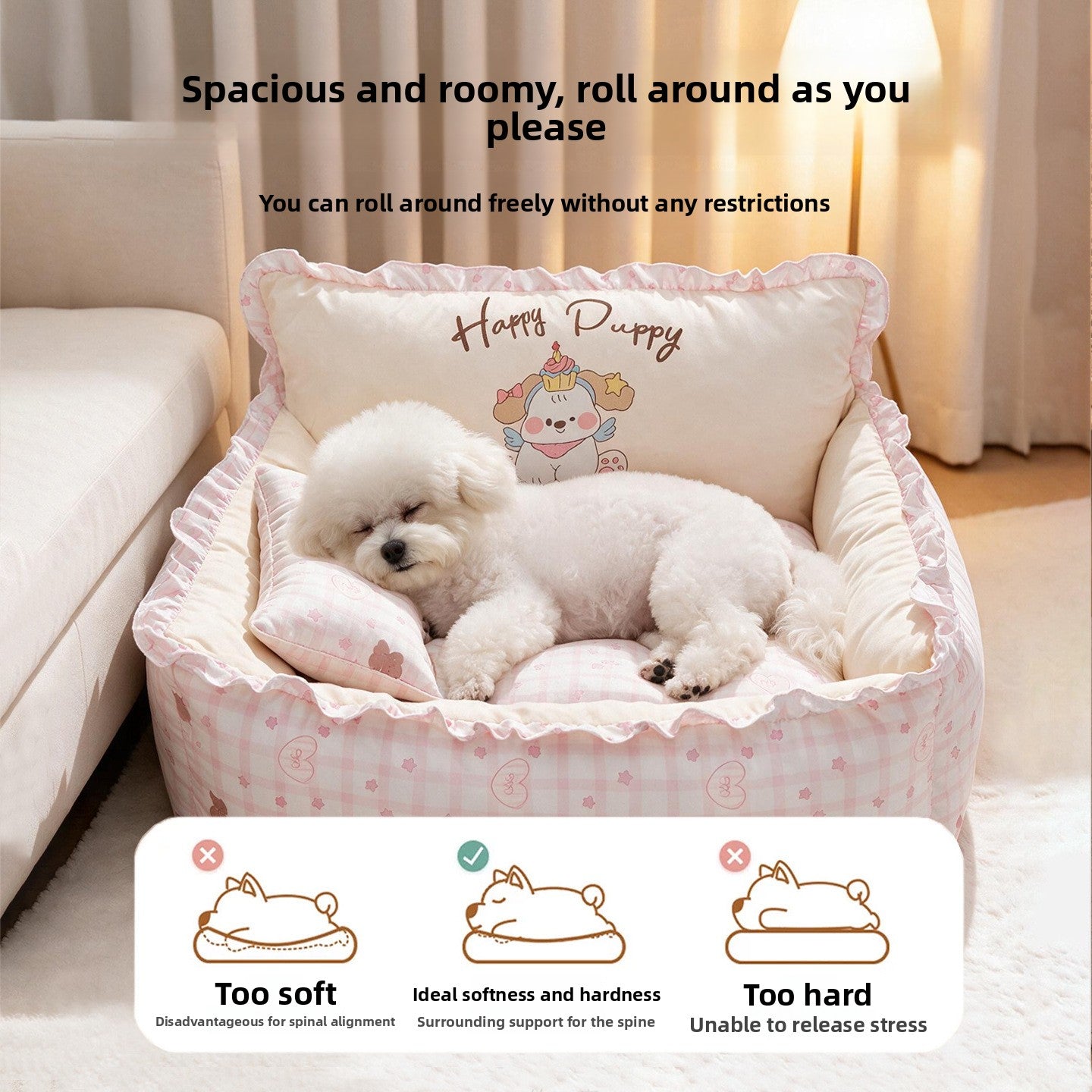 Oxford Cloth Deep Sleep Bed for Small Dogs, Removable Cover