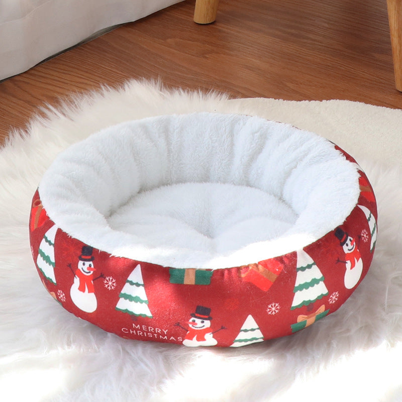 Christmas round pet bed for cats and small dogs, photo 8