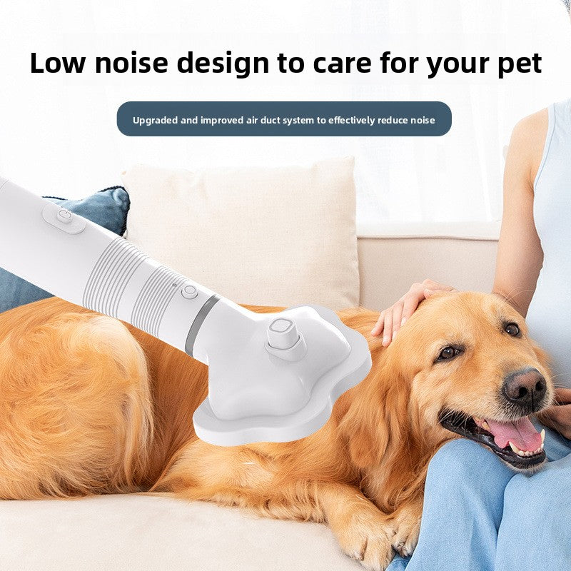 Quiet Pet Hair Dryer and Grooming Brush with Overheat Protection