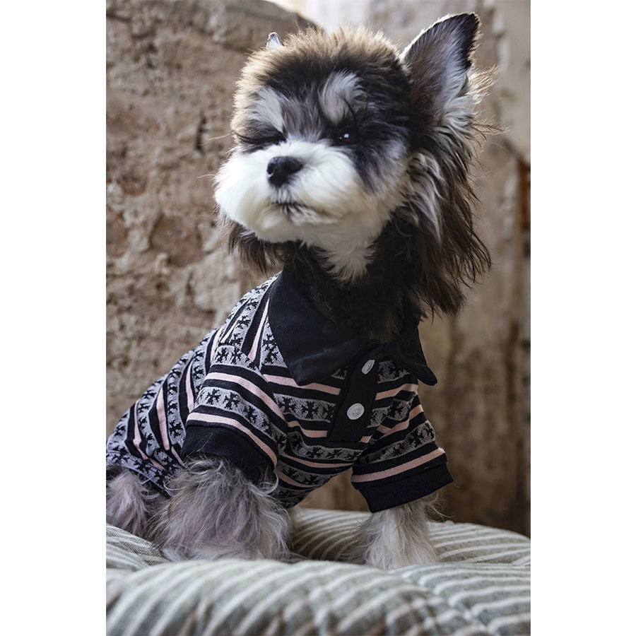 Plaid polo T-shirt for small dogs in Plaid, side view