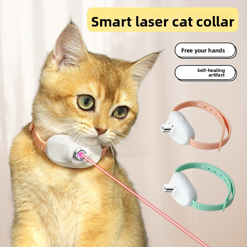 Laser play collar for cats in Pink, front view