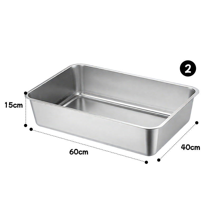 Open Stainless Steel Cat Litter Box, Low Entry for Kittens and Cats