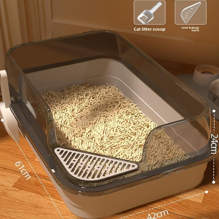 Extra Large 61cm Semi-Closed Cat Litter Box, Anti-Splash